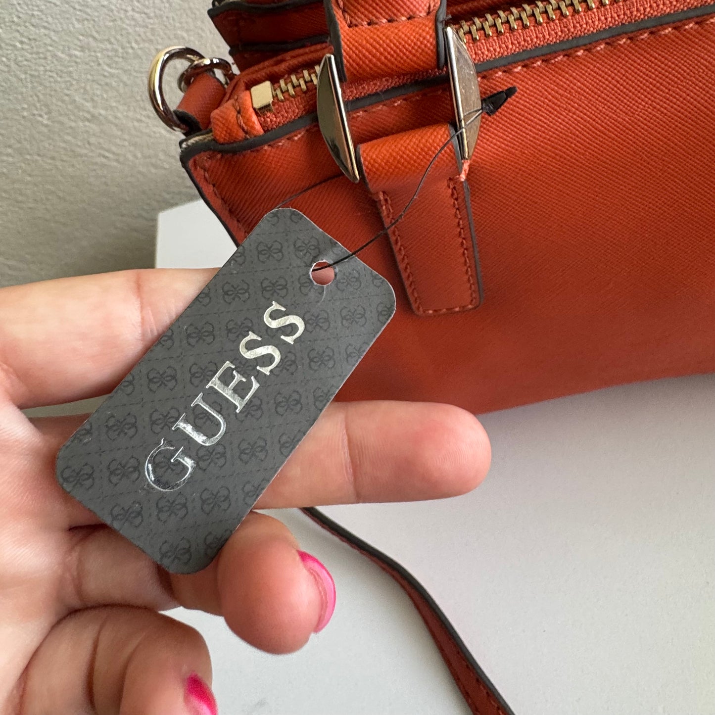 GUESS Greyson Mini Satchel Orange Crossbody Bag