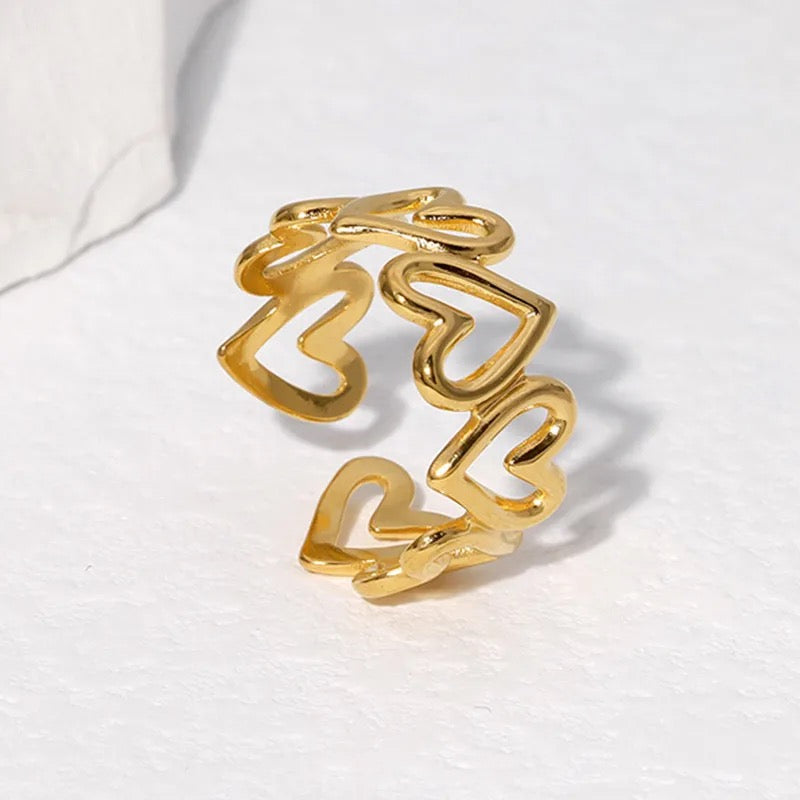 Adjustable Stacked Heart Ring