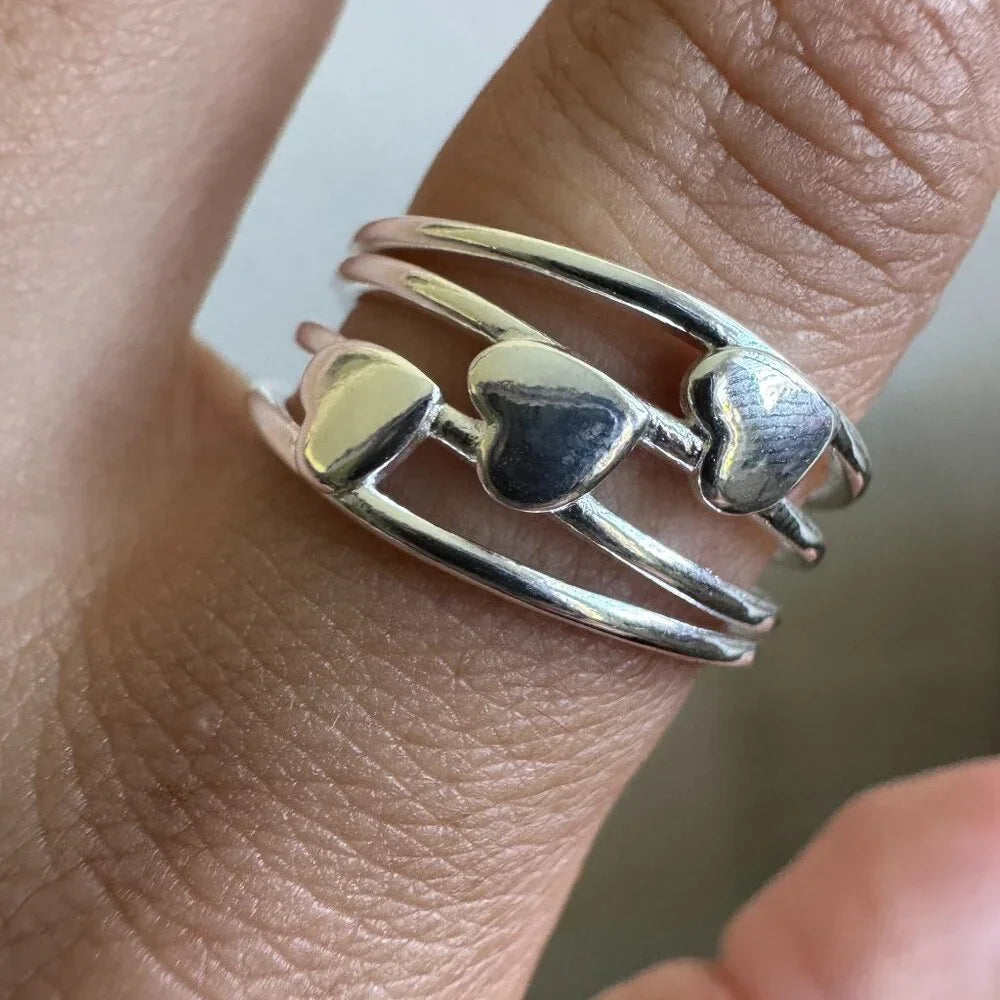 925 Sterling Silver Open Band with Heart