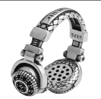 925 Sterling Silver Headphone Ring