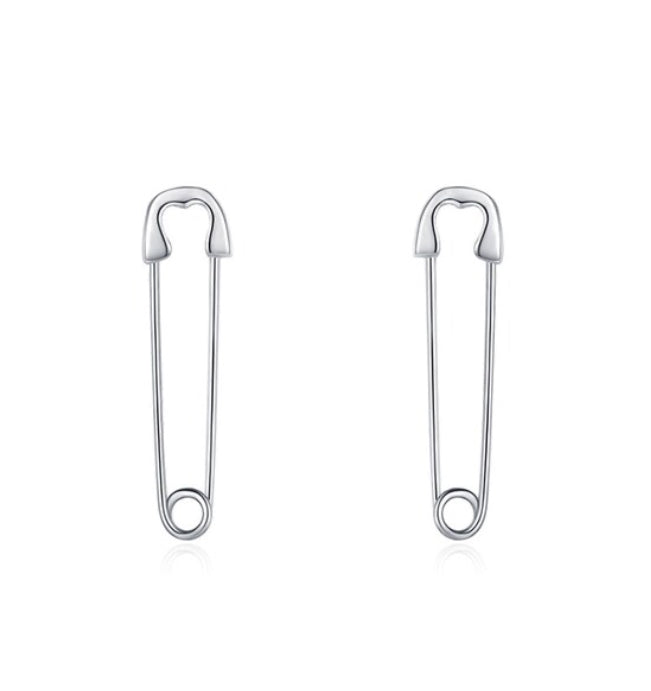 925 Sterling Silver Safety Pin Earrings