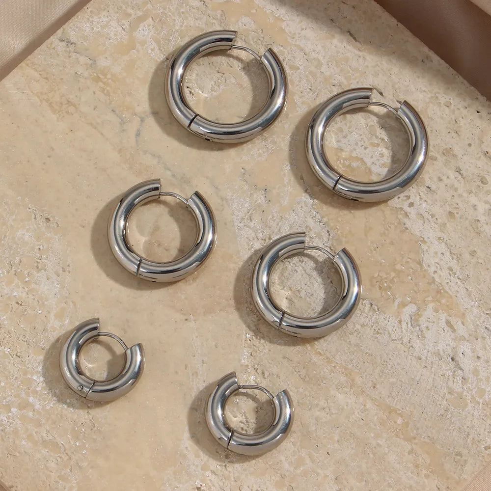 Stainlees Steel Silver Hoops