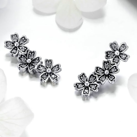 925 Sterling Silver Flowers Earrings