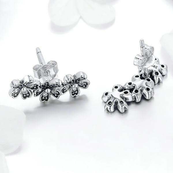 925 Sterling Silver Flowers Earrings