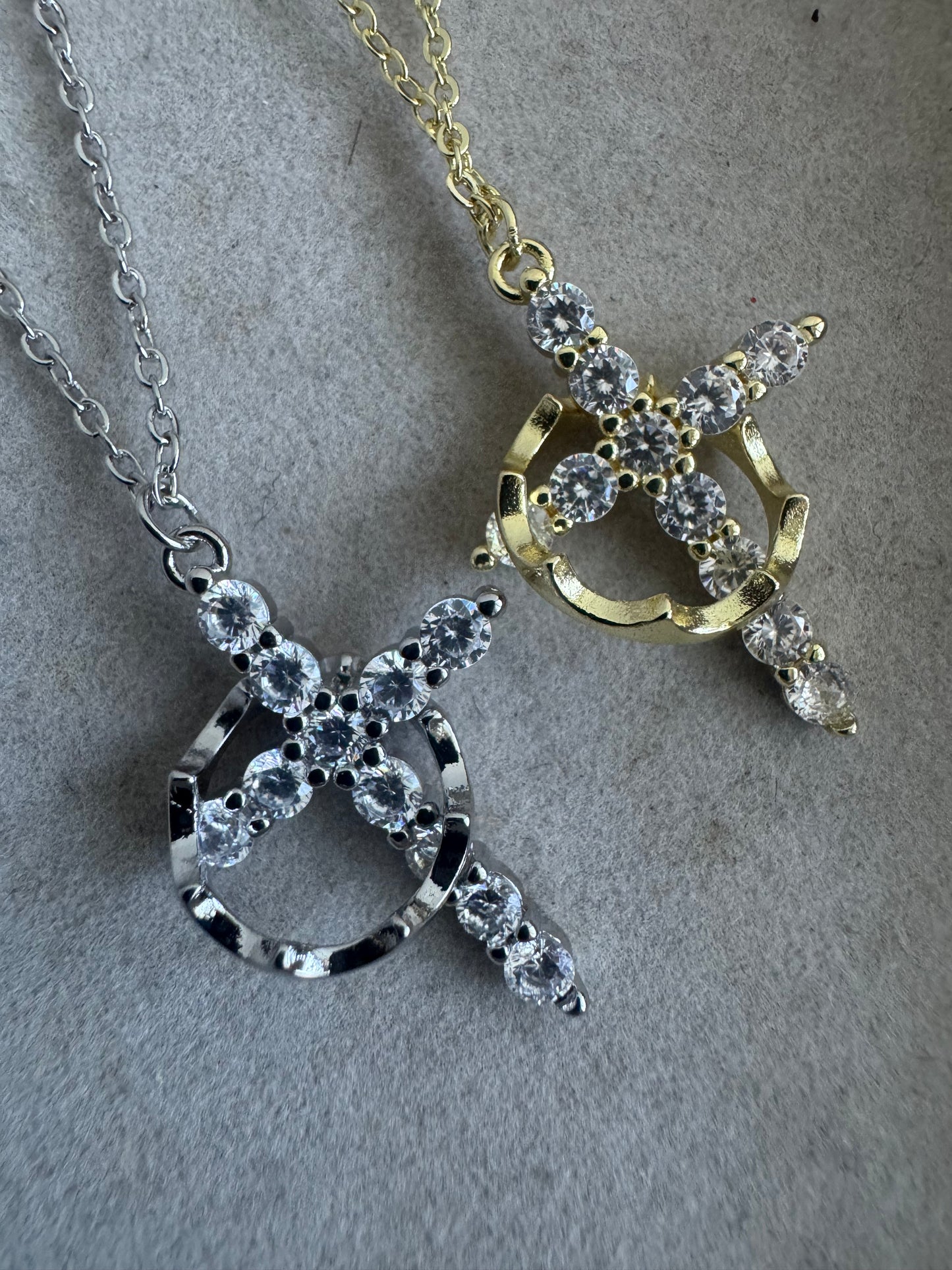 925 Silver Cross Necklace with CZ Stones