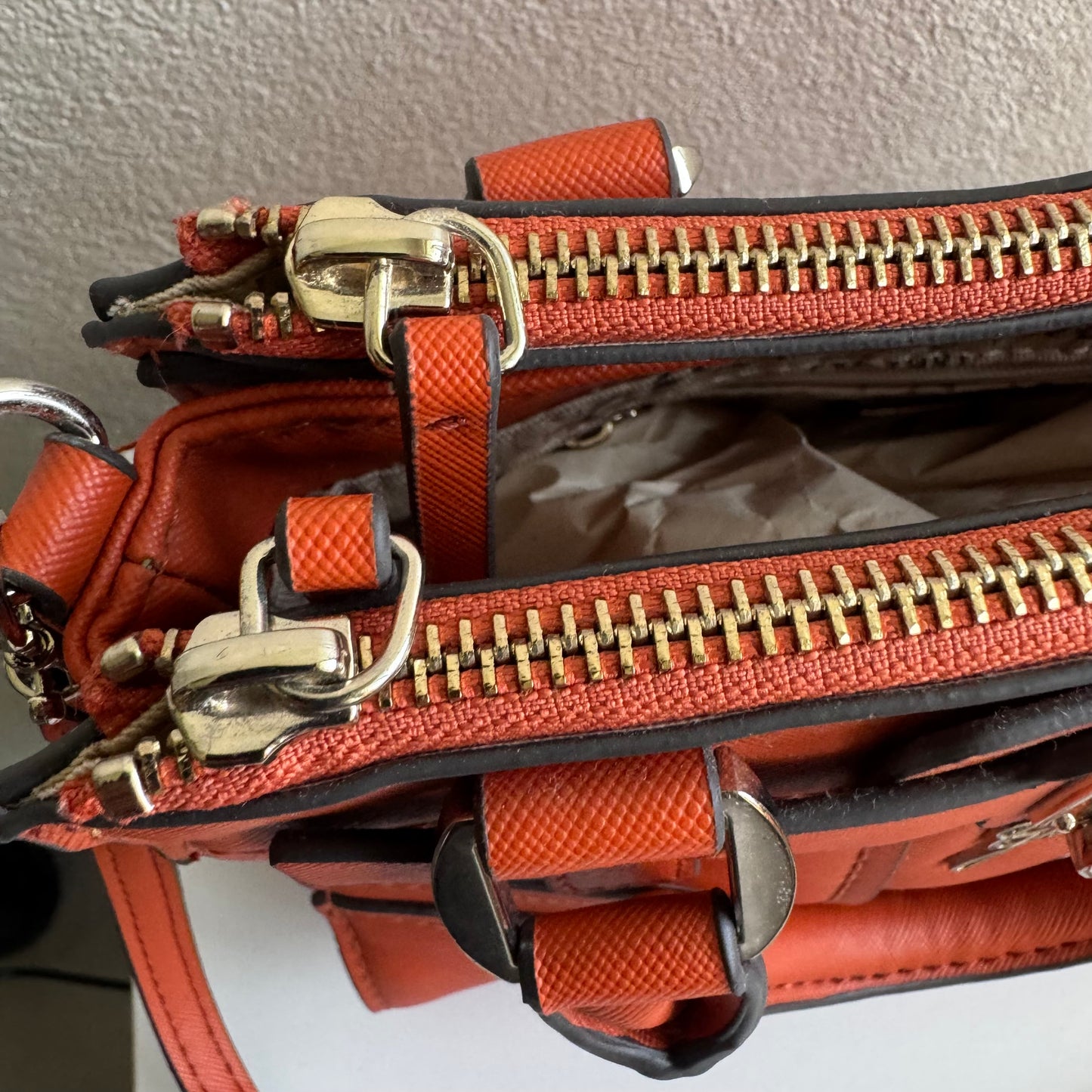 GUESS Greyson Mini Satchel Orange Crossbody Bag