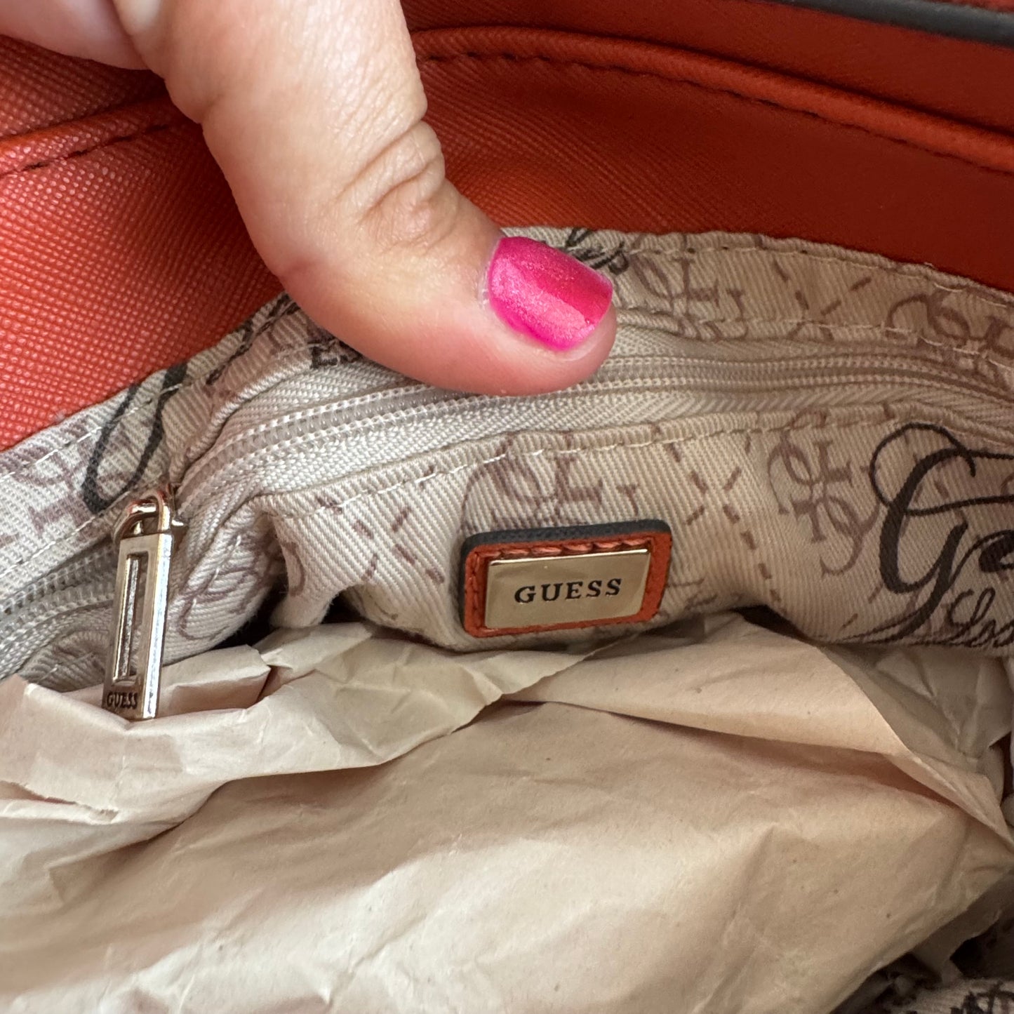 GUESS Greyson Mini Satchel Orange Crossbody Bag