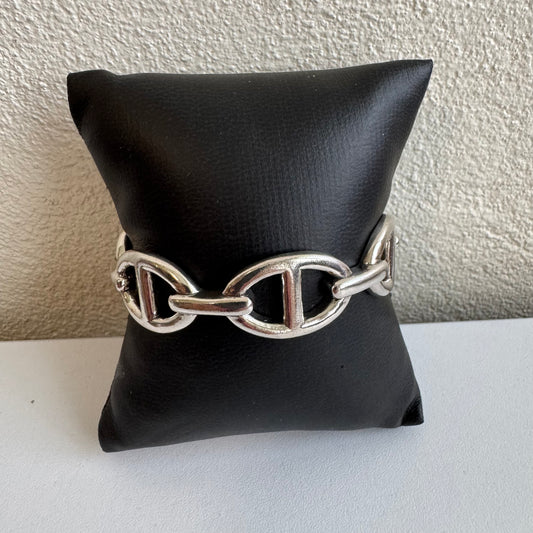 Sterling Silver 925 Chunky Link Cuff Bracelet – 33g Statement Piece