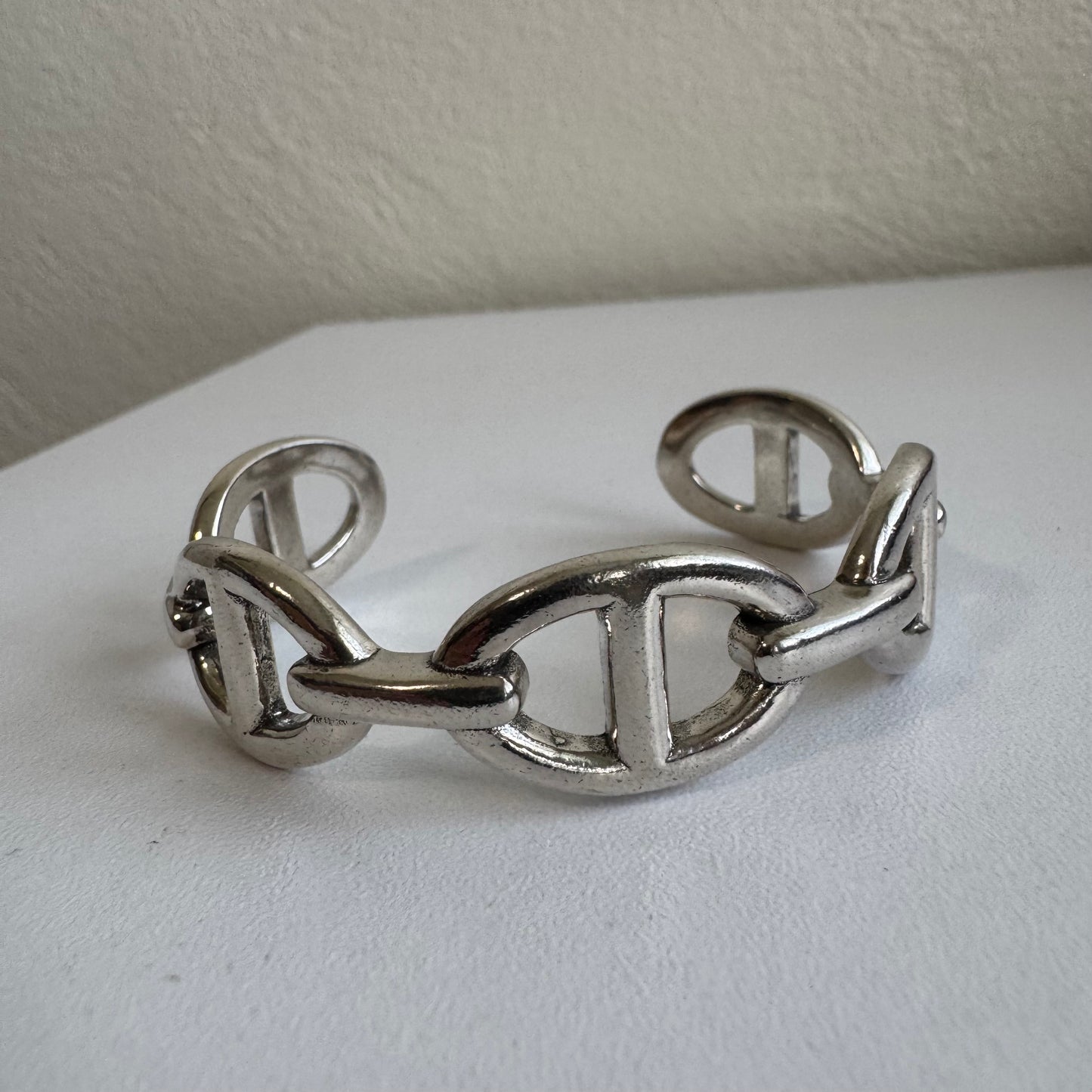 Sterling Silver 925 Chunky Link Cuff Bracelet – 33g Statement Piece