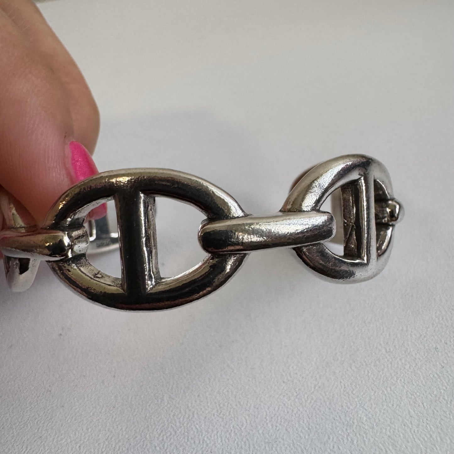 Sterling Silver 925 Chunky Link Cuff Bracelet – 33g Statement Piece
