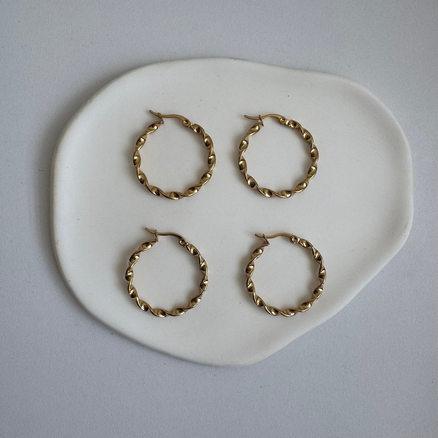 Twisted Gold Hoop Earrings