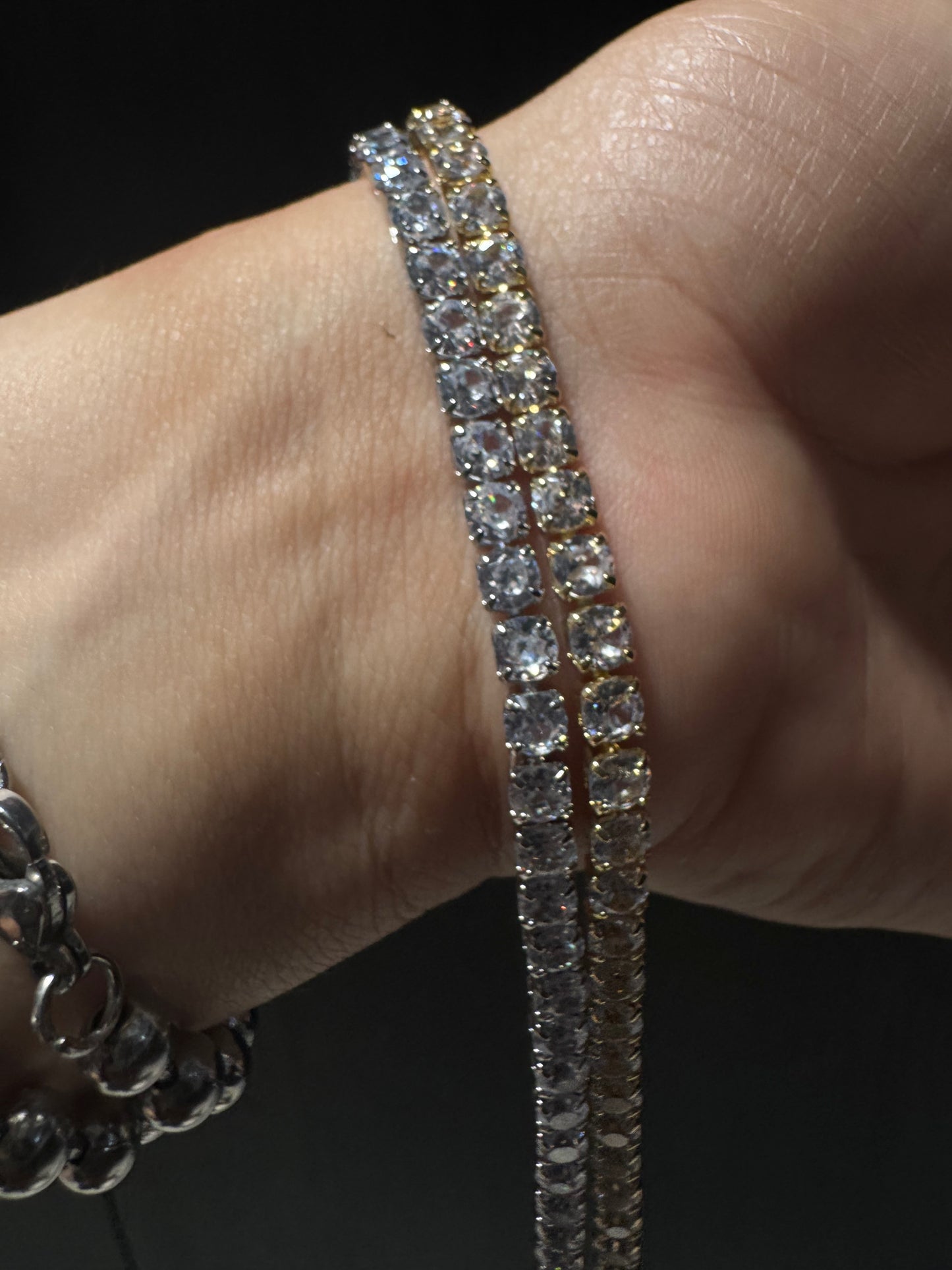 Silver Tone Crystal Tennis Bracelet