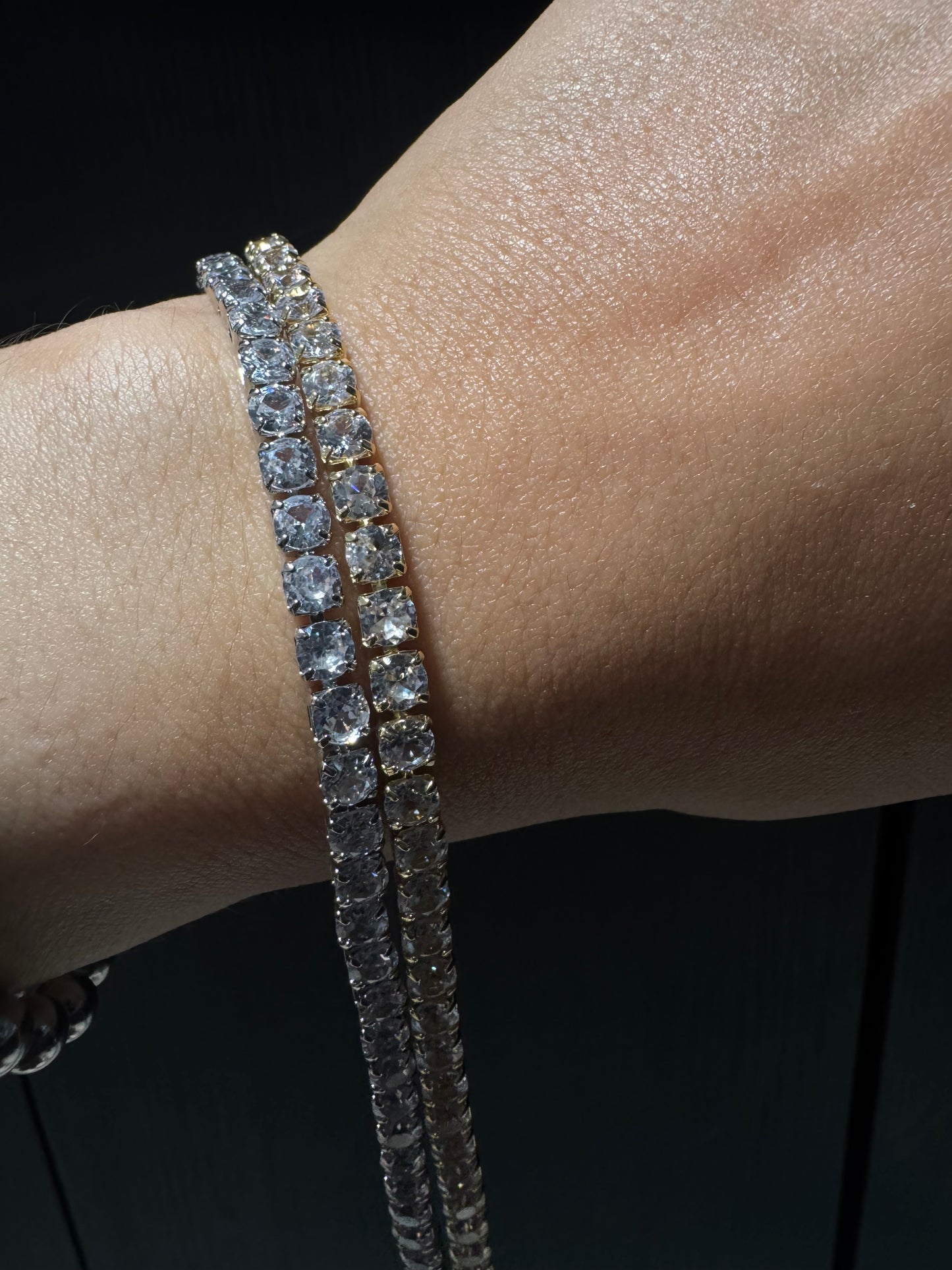 Silver Tone Crystal Tennis Bracelet
