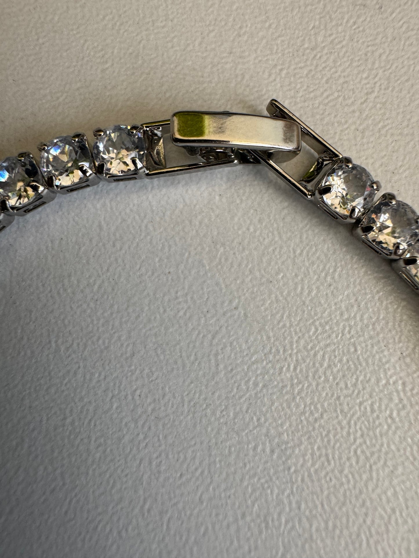 Silver Tone Crystal Tennis Bracelet
