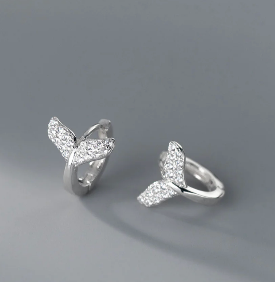 925 Sterling Silver Mermaid Tail Huggie Earrings