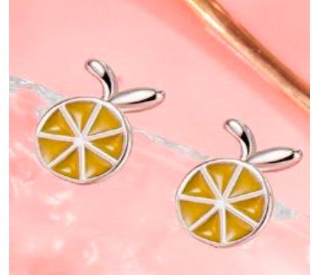 925 Sterling Silver Citrus Slice Stud Earrings