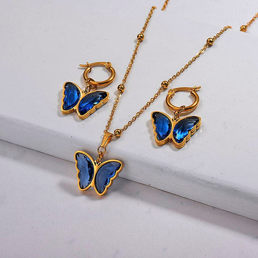 Butterfly Necklace & Earrings Set