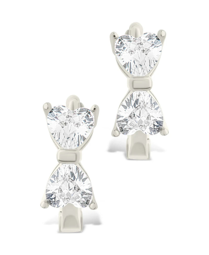 925 Sterling Silver Heart Hoop Earrings CZ Minimal