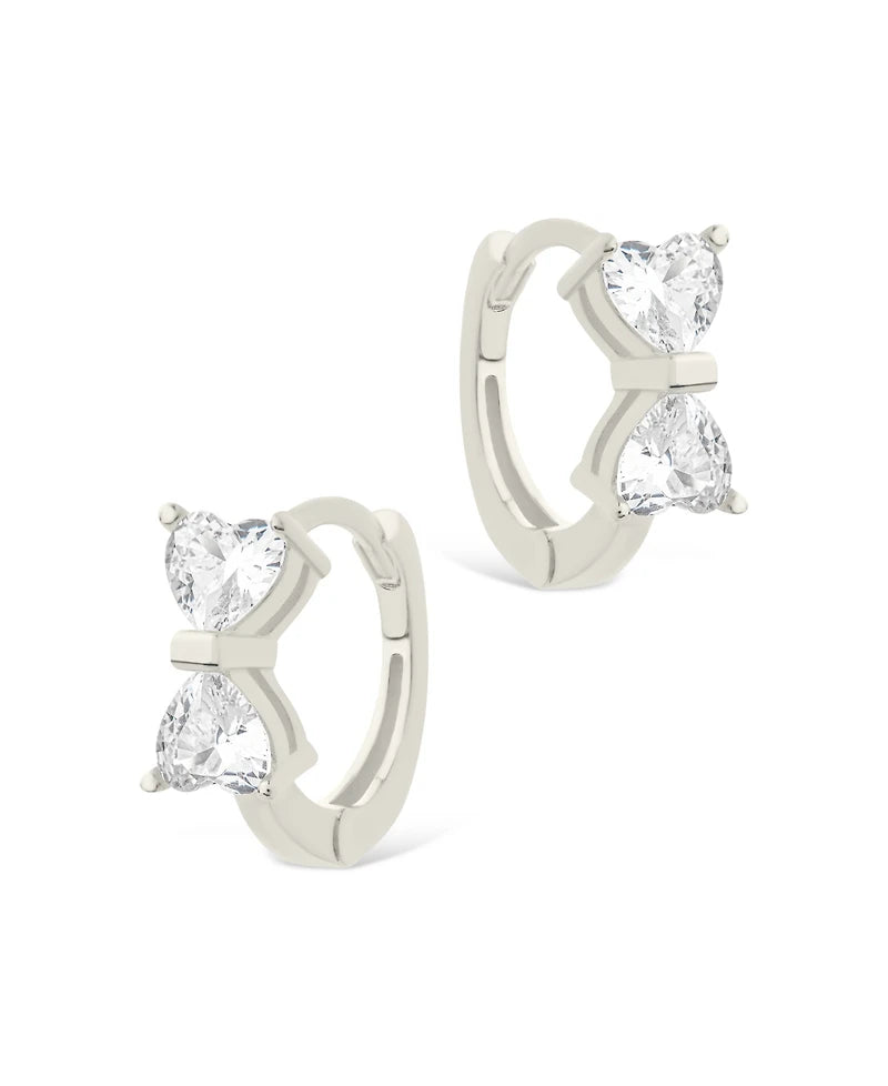 925 Sterling Silver Heart Hoop Earrings CZ Minimal