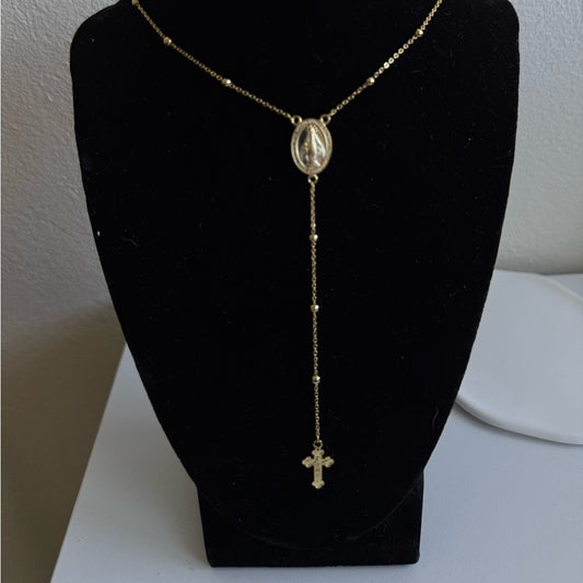 Gold Plated 925 Sterling Silver Rosary Necklace