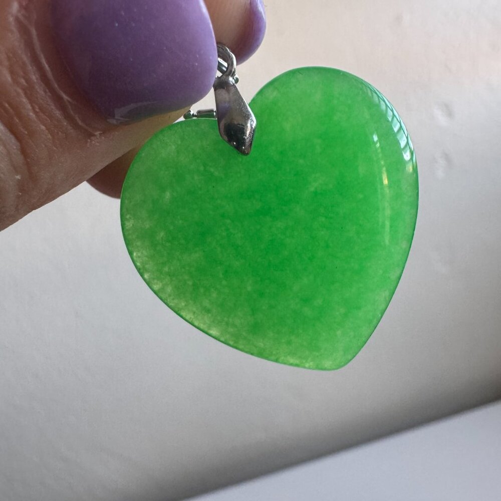 Sterling Silver Green Aventurine Heart Necklace