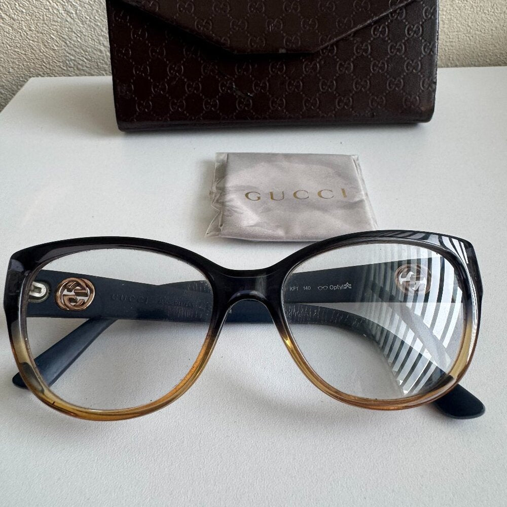 Gucci GG3789 Designer Eyeglasses Frames Brown Gradient Italy + Case