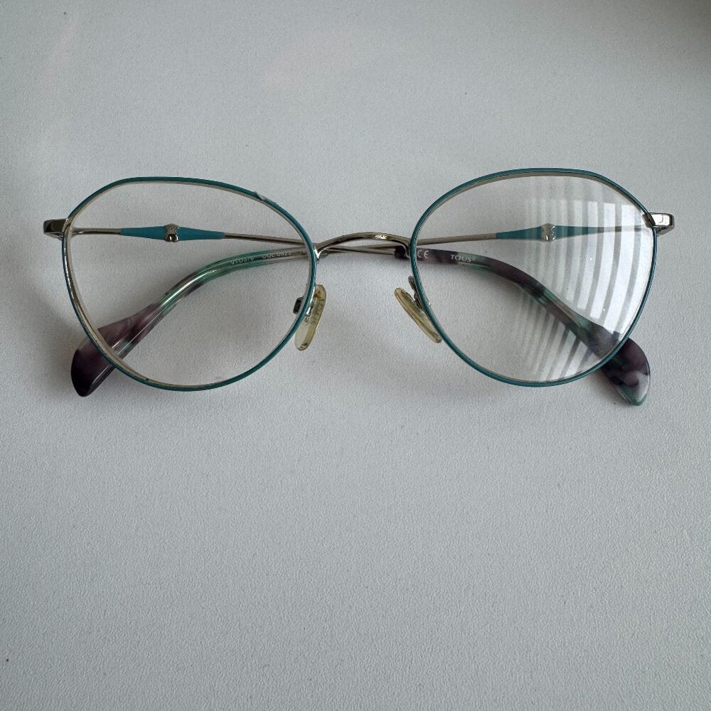 Tous Cat Eye Optical Frames Teal & Marble Arms – Designer Eyewear