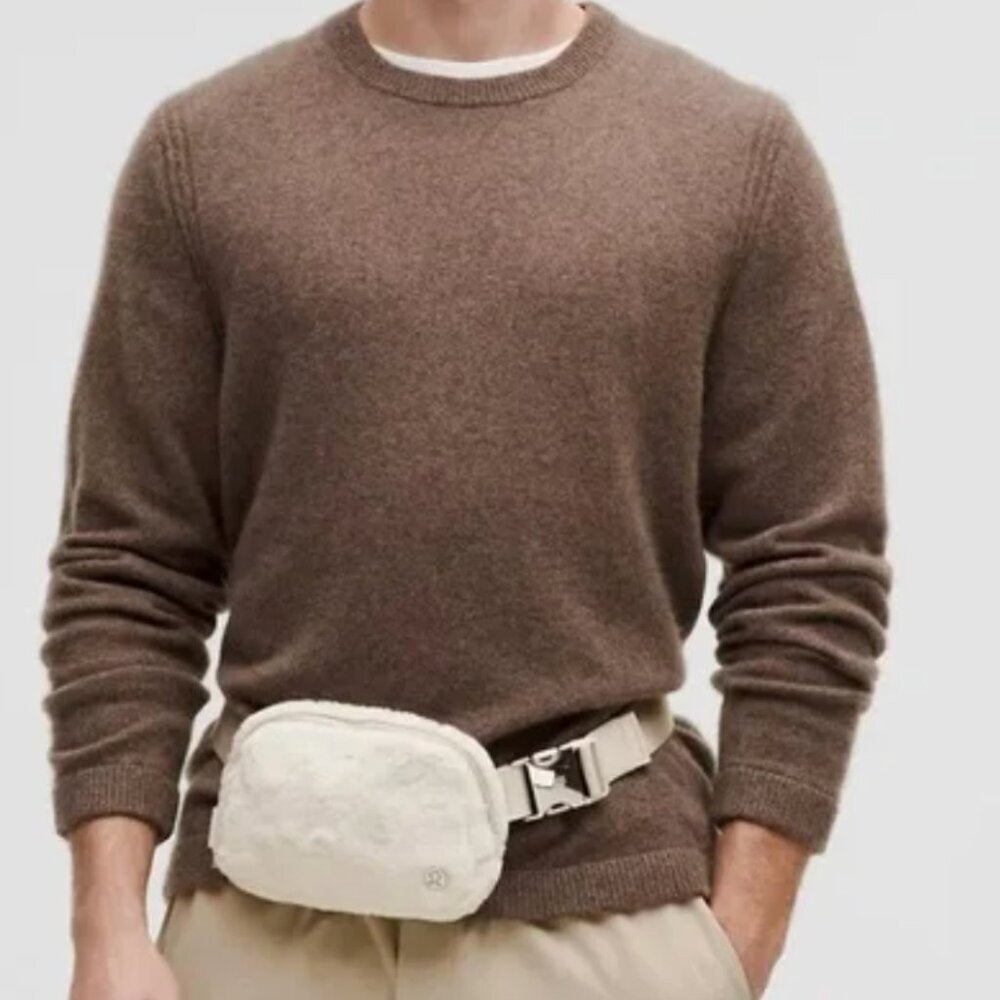 Lululemon White Fleece Belt Bag Sherpa Crossbody