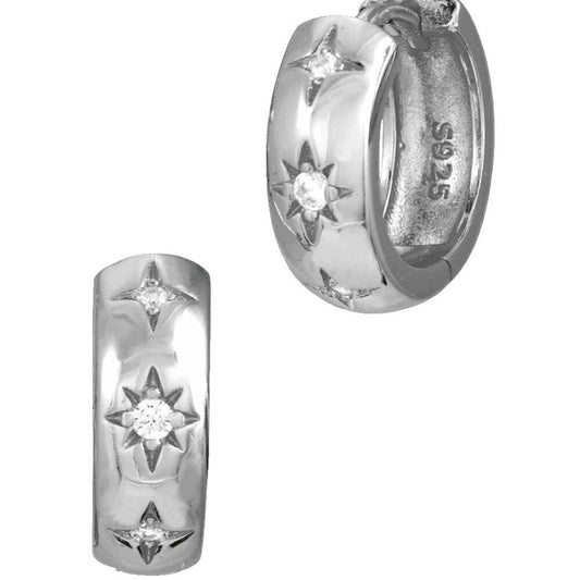925 Sterling Silver Chubby Starlite Huggie Hoops
