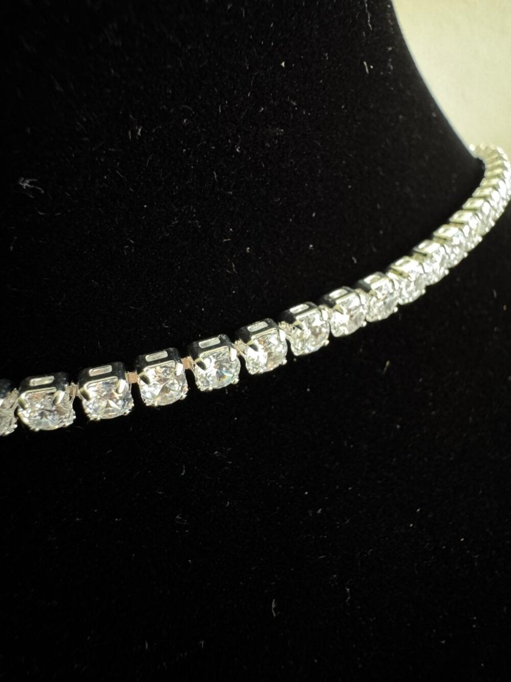 925 Sterling Silver Tennis Necklace CZ Diamond Chain Adjustable Sparkle