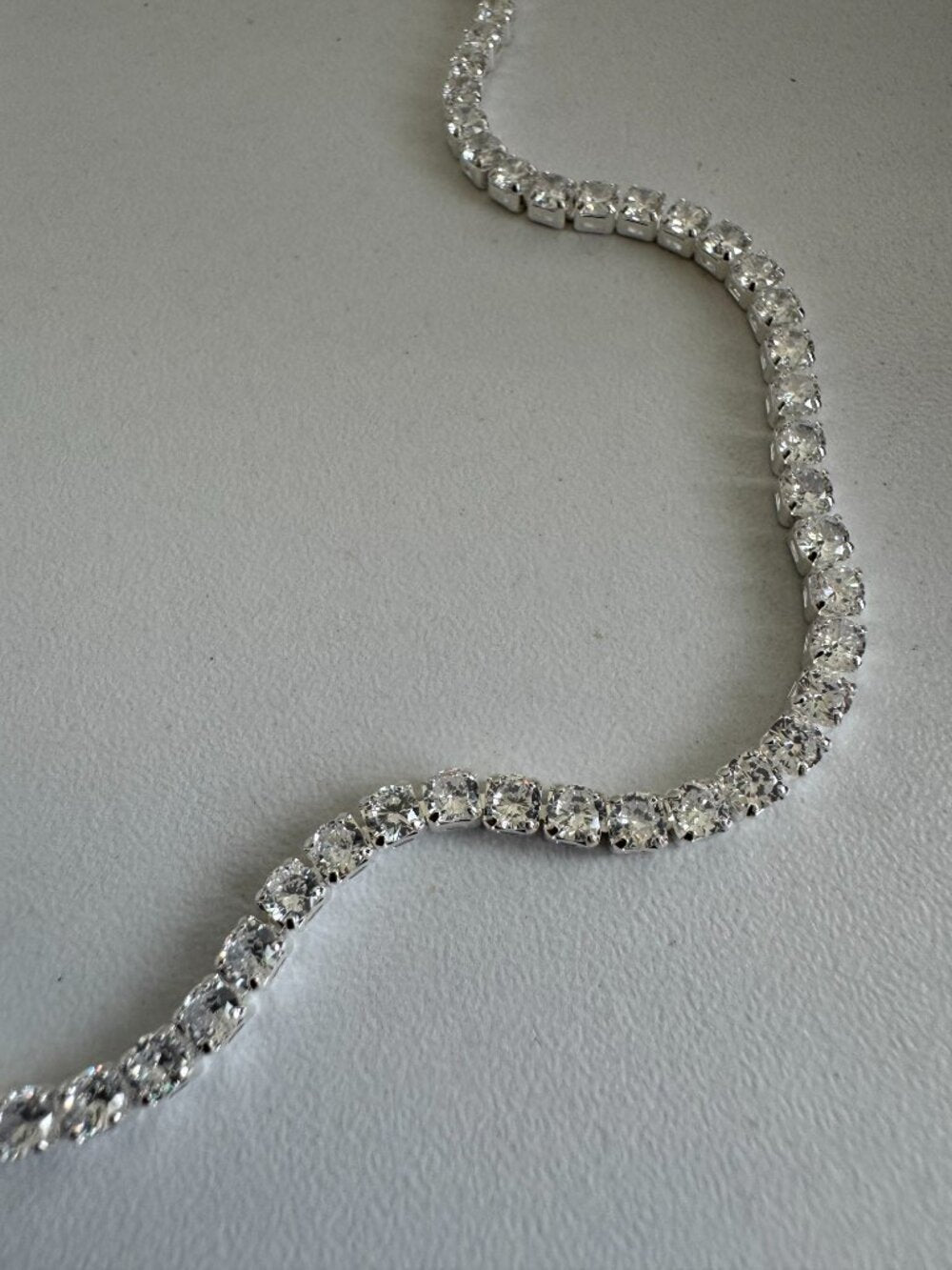 925 Sterling Silver Tennis Necklace CZ Diamond Chain Adjustable Sparkle
