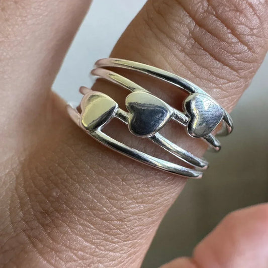 925 Sterling Silver Open Band with Heart