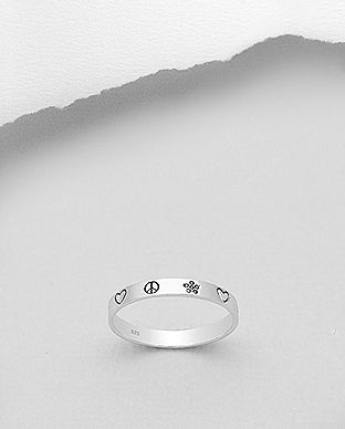 Heart, peace Band Ring